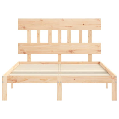 Bedframe met hoofdbord massief hout 140x200 cm 140 x 200 cm Naturel met hoofdbord