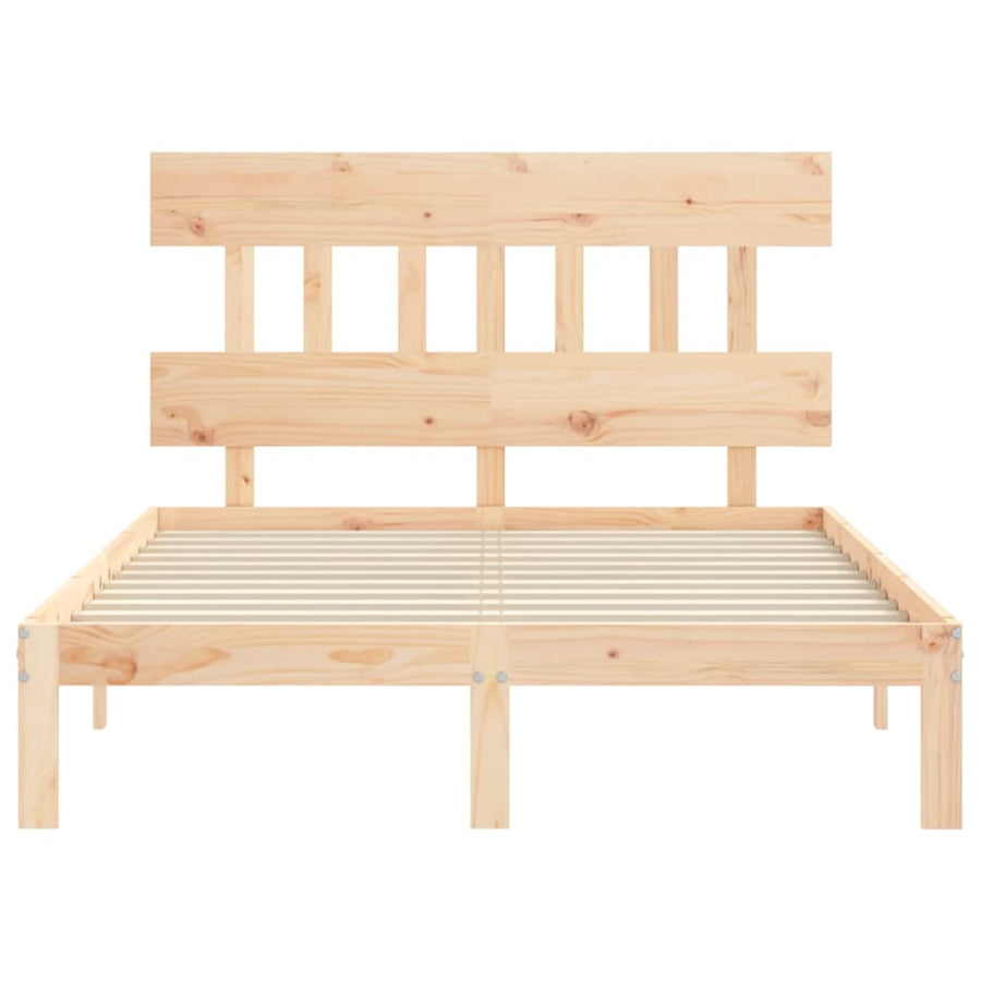 Bedframe met hoofdbord massief hout 140x200 cm 140 x 200 cm Naturel met hoofdbord