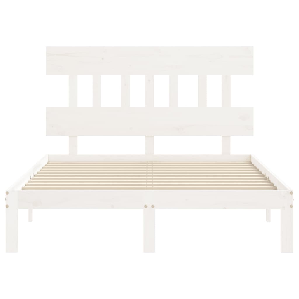 Bedframe met hoofdbord massief hout wit 140x200 cm 140 x 200 cm Wit met hoofdbord
