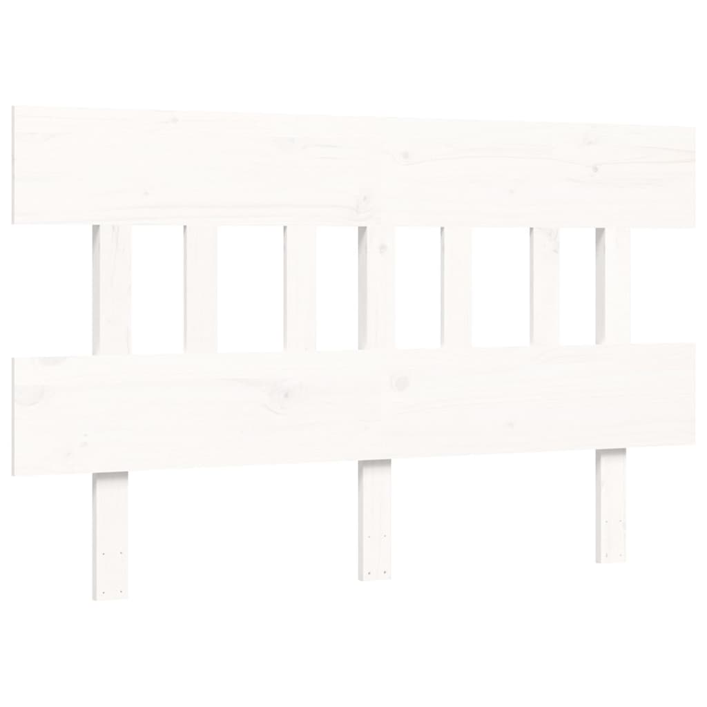 Bedframe met hoofdbord massief hout wit 140x200 cm 140 x 200 cm Wit met hoofdbord