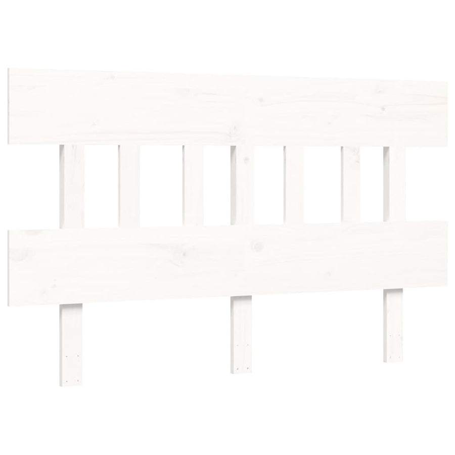 Bedframe met hoofdbord massief hout wit 140x200 cm 140 x 200 cm Wit met hoofdbord