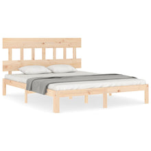 Bedframe met hoofdbord massief hout 160x200 cm 160 x 200 cm Naturel met hoofdbord