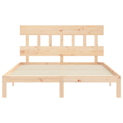 Bedframe met hoofdbord massief hout 160x200 cm 160 x 200 cm Naturel met hoofdbord