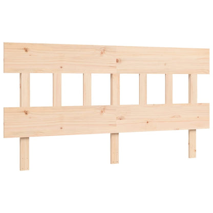 Bedframe met hoofdbord massief hout 160x200 cm 160 x 200 cm Naturel met hoofdbord