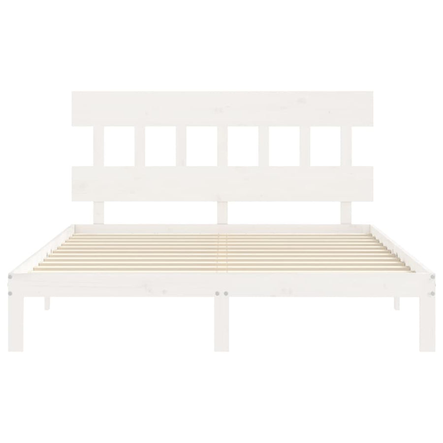 Bedframe met hoofdbord massief hout wit 160x200 cm 160 x 200 cm Wit met hoofdbord
