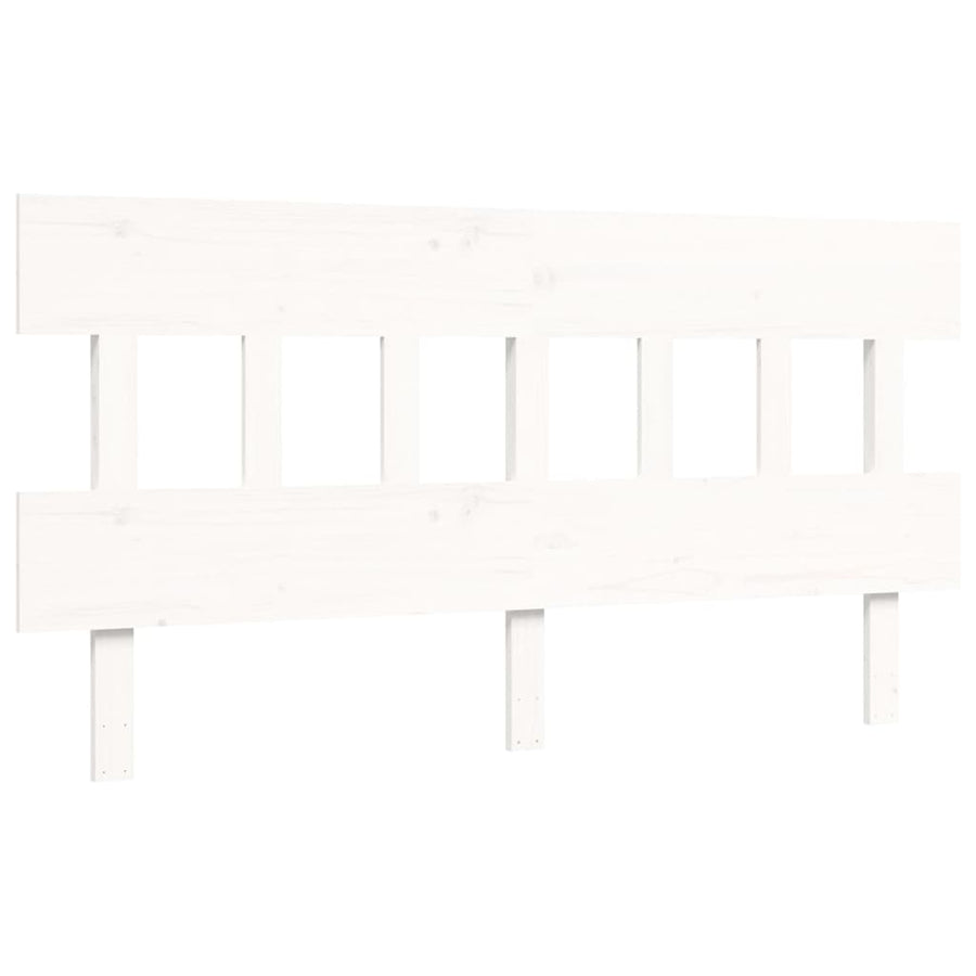 Bedframe met hoofdbord massief hout wit 160x200 cm 160 x 200 cm Wit met hoofdbord