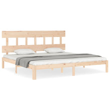 Bedframe met hoofdbord massief hout 200x200 cm 200 x 200 cm Naturel met hoofdbord