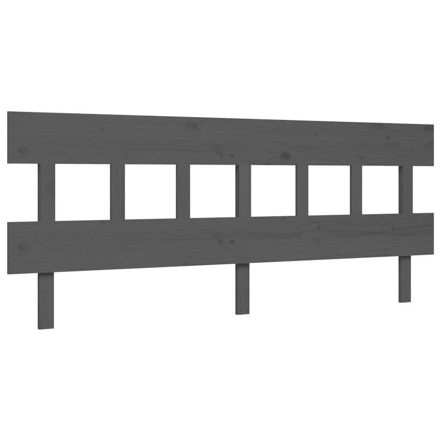 Bedframe met hoofdbord massief hout grijs 200x200 cm 200 x 200 cm Grijs met hoofdbord