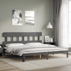 Bedframe massief hout grijs 200x200 cm