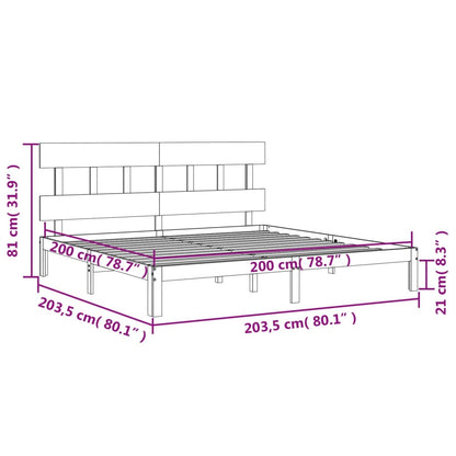 Bedframe met hoofdbord massief hout honingbruin 200x200 cm 200 x 200 cm Honingbruin met hoofdbord
