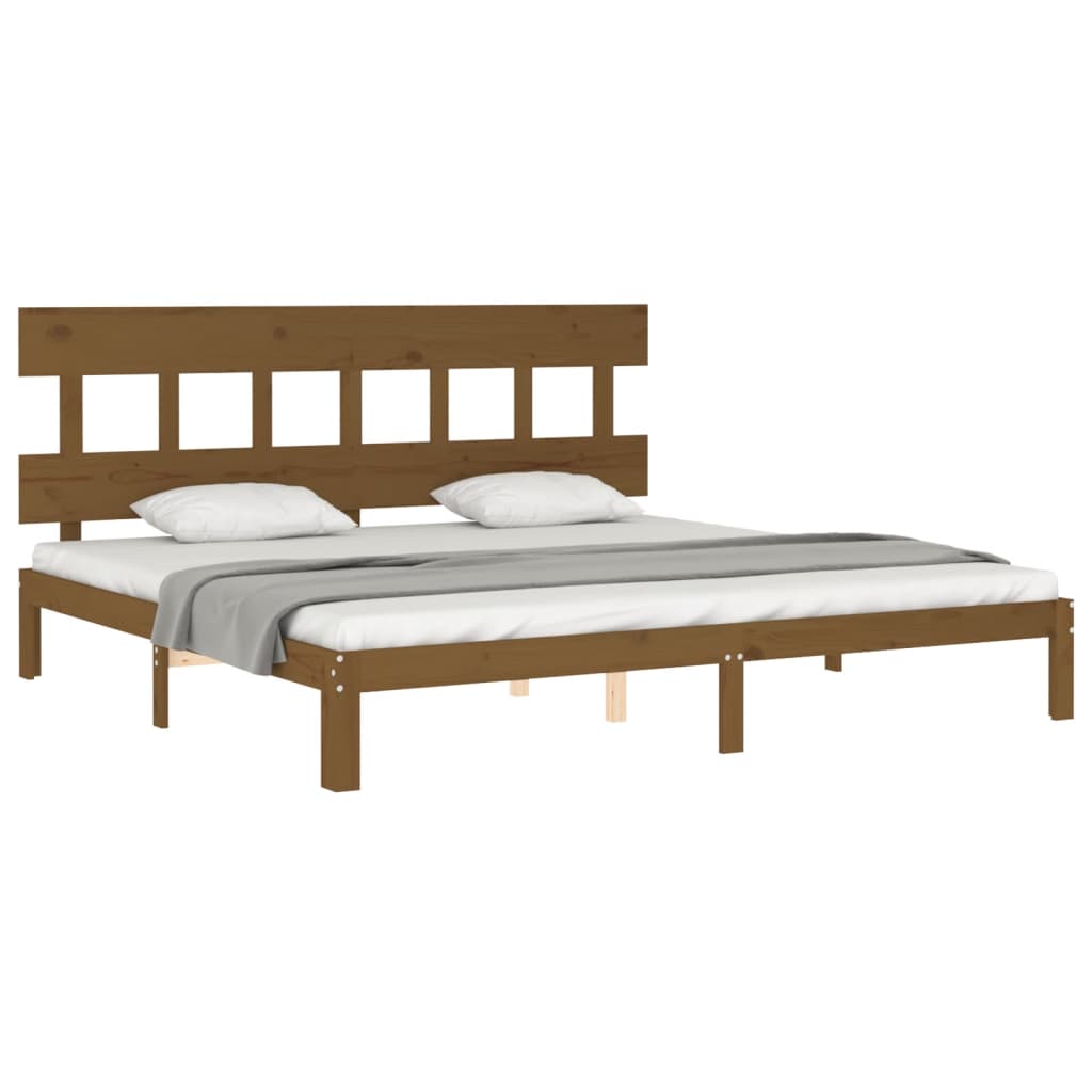 Bedframe met hoofdbord massief hout honingbruin 200x200 cm 200 x 200 cm Honingbruin met hoofdbord