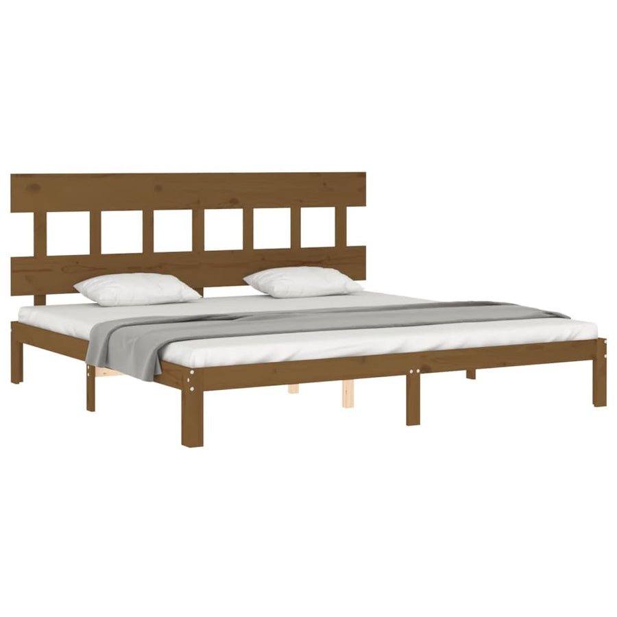 Bedframe met hoofdbord massief hout honingbruin 200x200 cm 200 x 200 cm Honingbruin met hoofdbord