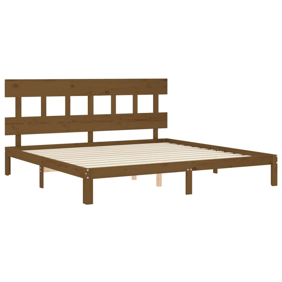 Bedframe met hoofdbord massief hout honingbruin 200x200 cm 200 x 200 cm Honingbruin met hoofdbord