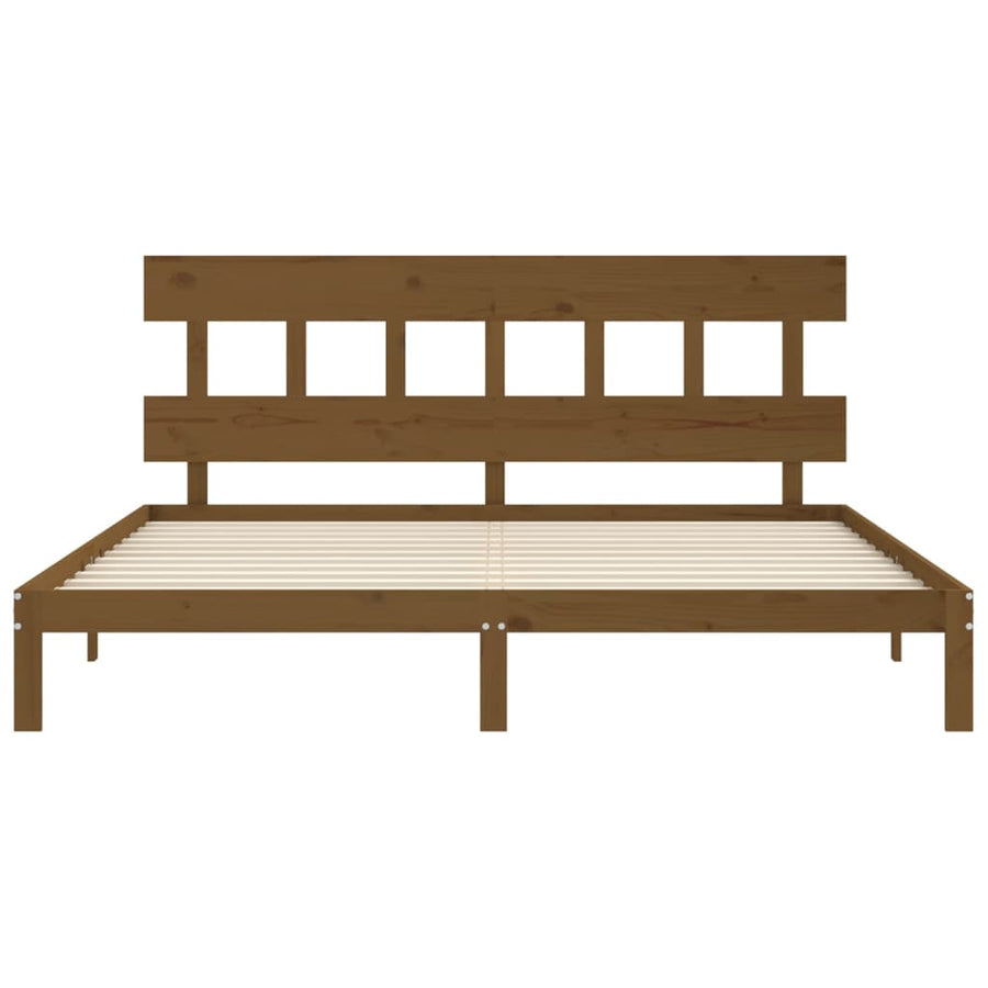 Bedframe met hoofdbord massief hout honingbruin 200x200 cm 200 x 200 cm Honingbruin met hoofdbord