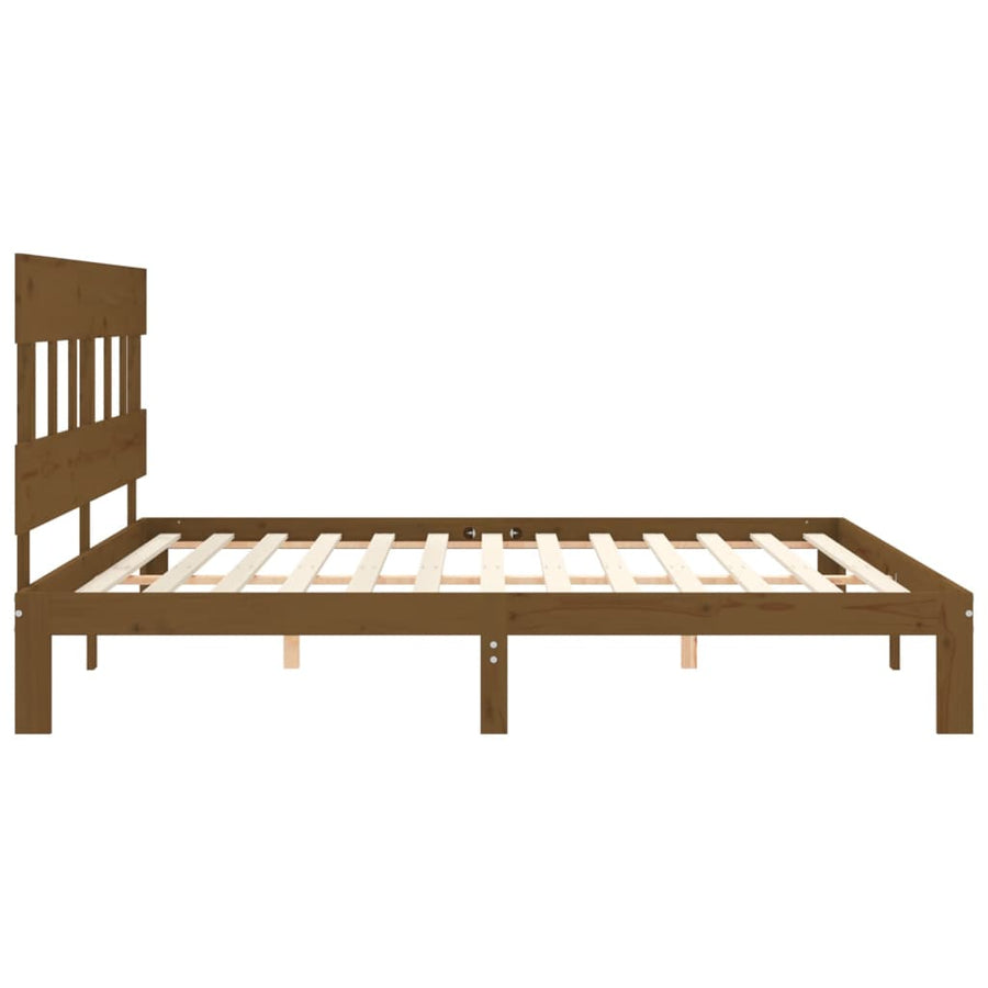 Bedframe met hoofdbord massief hout honingbruin 200x200 cm 200 x 200 cm Honingbruin met hoofdbord