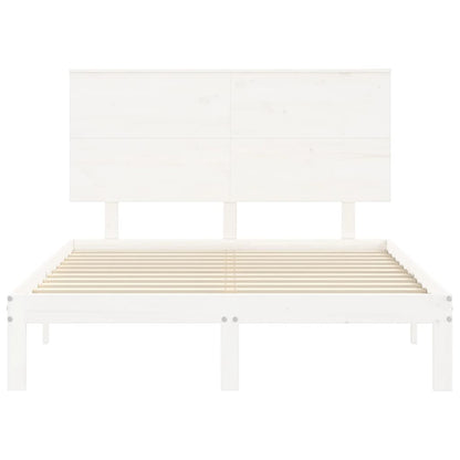 Bedframe Met Hoofdbord Massief Hout 4Ft Small Double 120 x 190 cm Wit