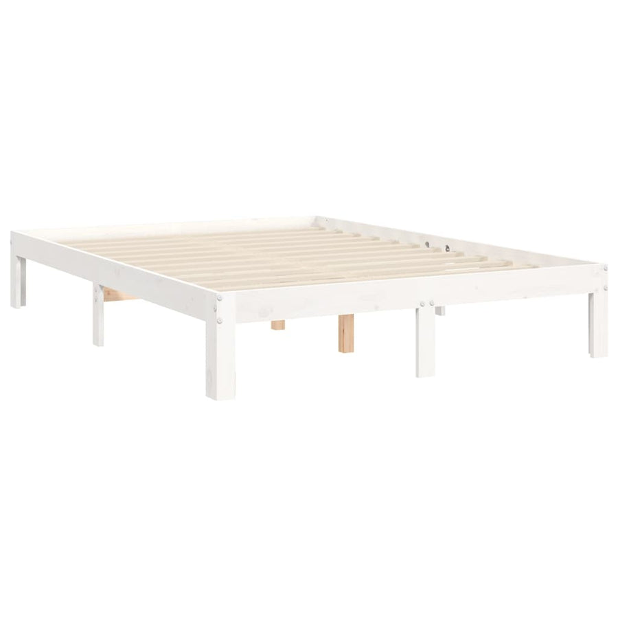 Bedframe Met Hoofdbord Massief Hout 4Ft Small Double 120 x 190 cm Wit