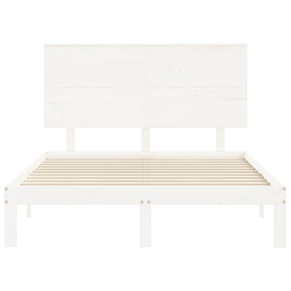 Bedframe Met Hoofdbord Massief Hout 140 x 190 cm Wit