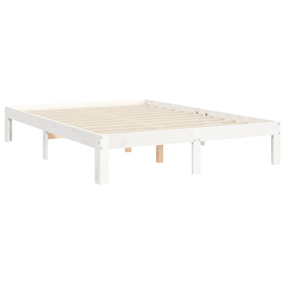 Bedframe Met Hoofdbord Massief Hout 140 x 190 cm Wit