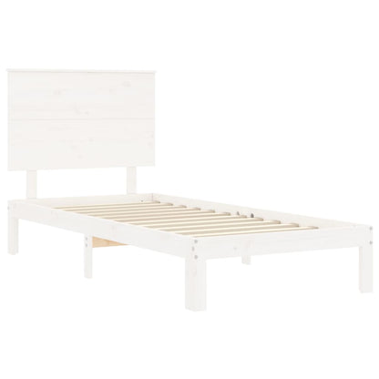 Bedframe Met Hoofdbord Massief Hout 90 x 200 cm Wit