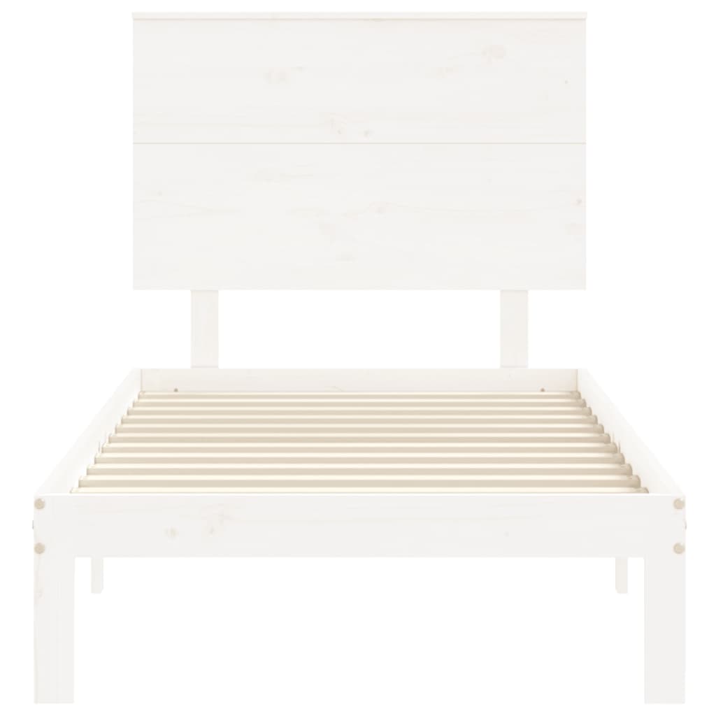 Bedframe Met Hoofdbord Massief Hout 90 x 200 cm Wit