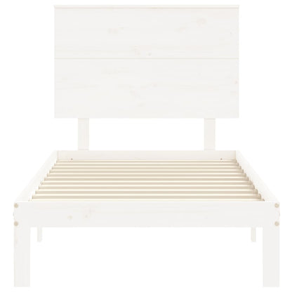Bedframe Met Hoofdbord Massief Hout 90 x 200 cm Wit
