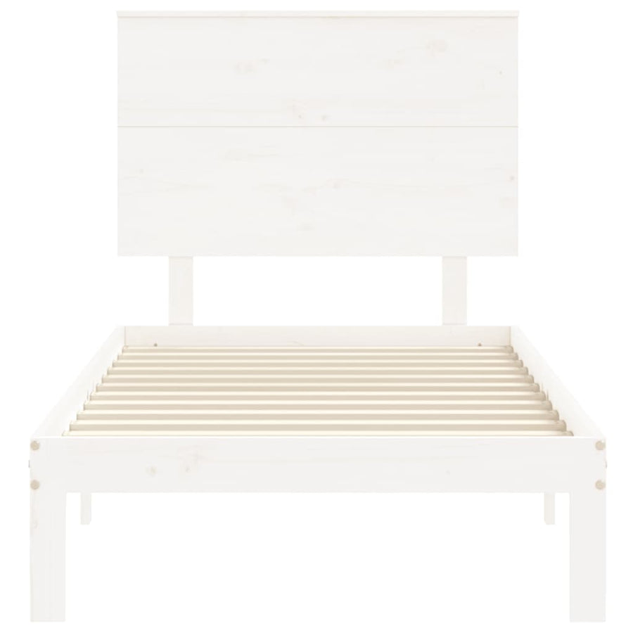 Bedframe Met Hoofdbord Massief Hout 90 x 200 cm Wit