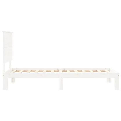 Bedframe Met Hoofdbord Massief Hout 90 x 200 cm Wit