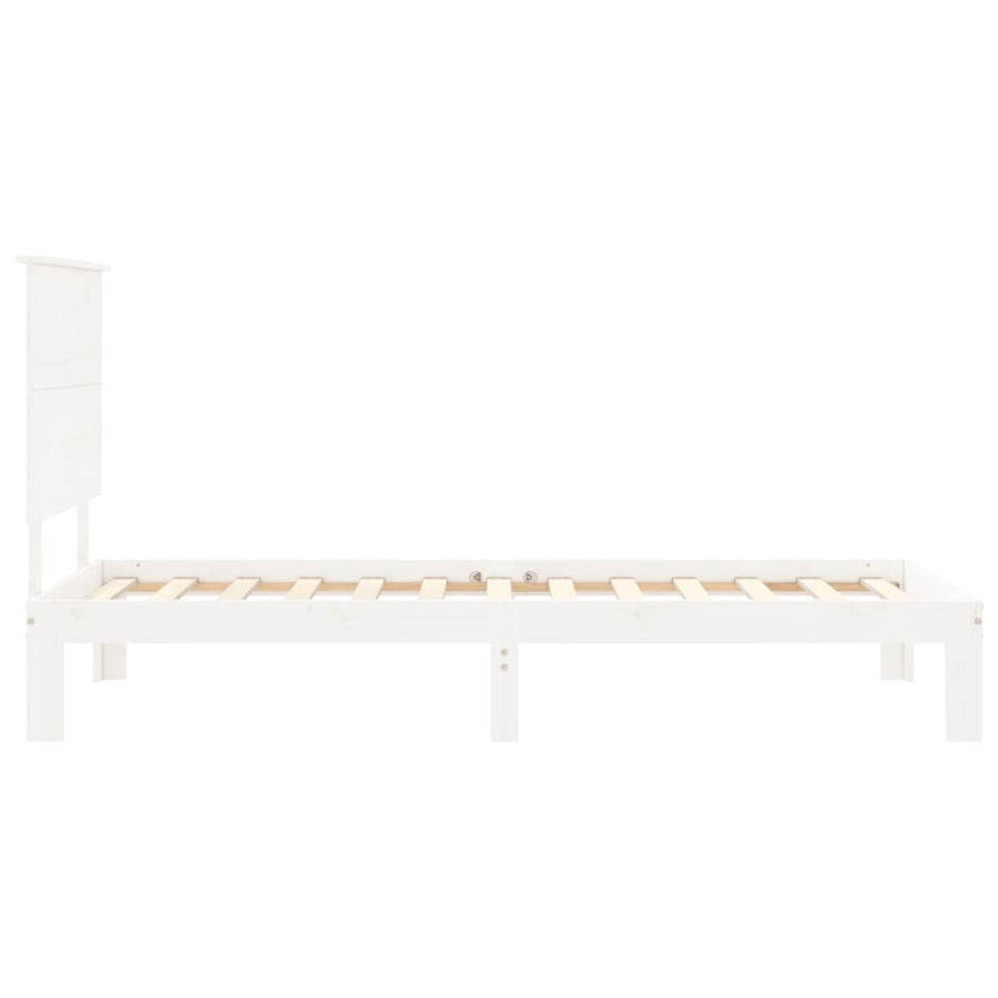 Bedframe Met Hoofdbord Massief Hout 90 x 200 cm Wit