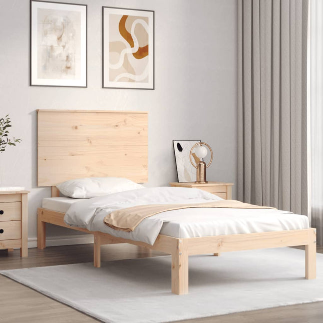 Bedframe Met Hoofdbord Massief Hout 100 x 200 cm Naturel