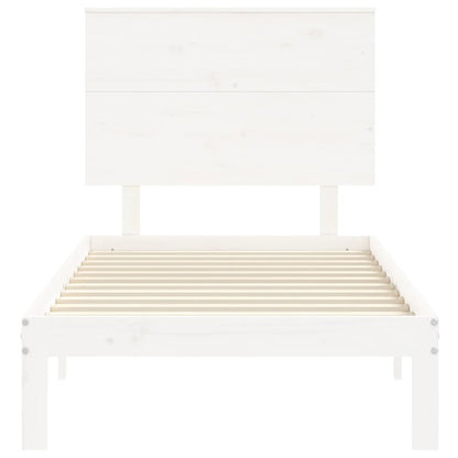 Bedframe Met Hoofdbord Massief Hout 100 x 200 cm Wit