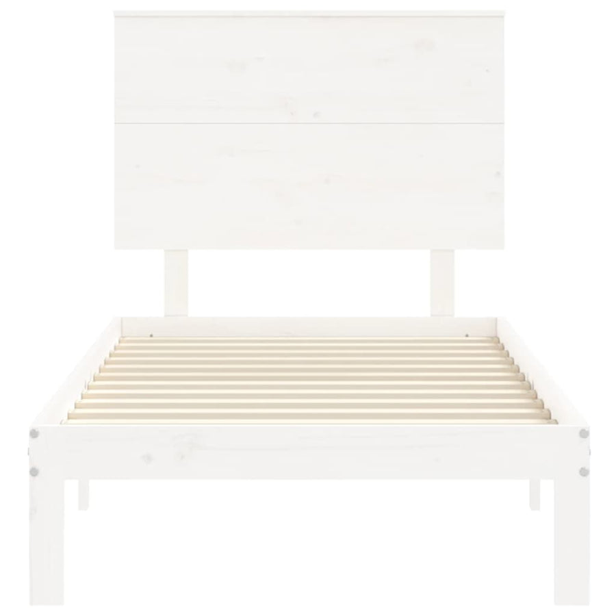 Bedframe Met Hoofdbord Massief Hout 100 x 200 cm Wit