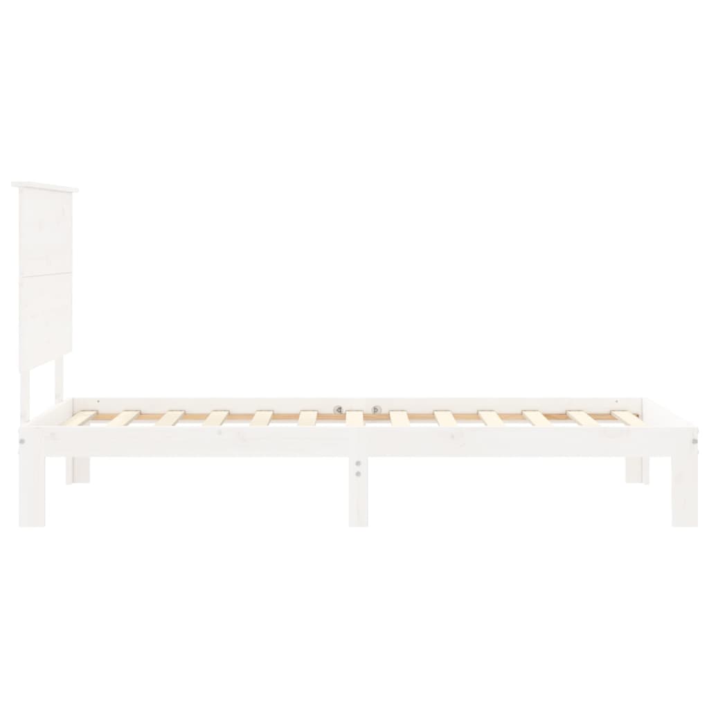 Bedframe Met Hoofdbord Massief Hout 100 x 200 cm Wit