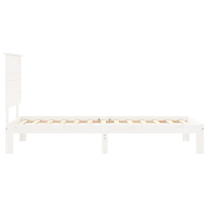 Bedframe Met Hoofdbord Massief Hout 100 x 200 cm Wit