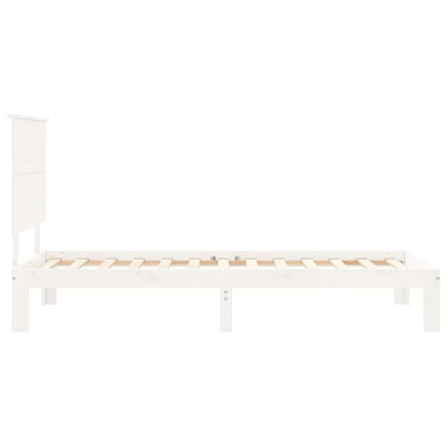 Bedframe Met Hoofdbord Massief Hout 100 x 200 cm Wit