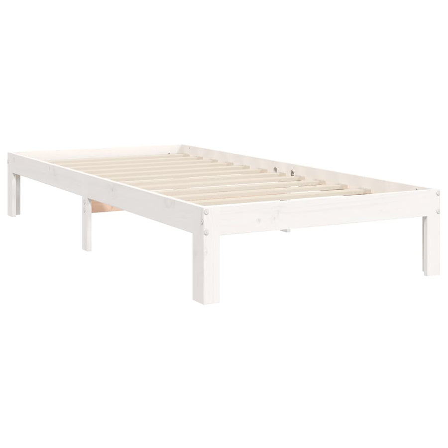 Bedframe Met Hoofdbord Massief Hout 100 x 200 cm Wit