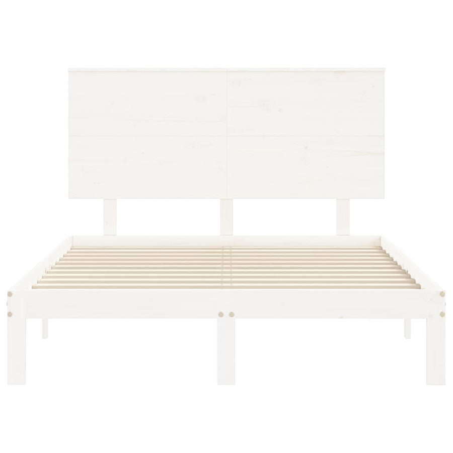 Bedframe Met Hoofdbord Massief Hout 120 x 200 cm Wit