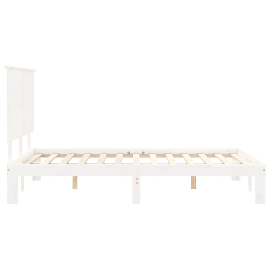 Bedframe Met Hoofdbord Massief Hout 120 x 200 cm Wit