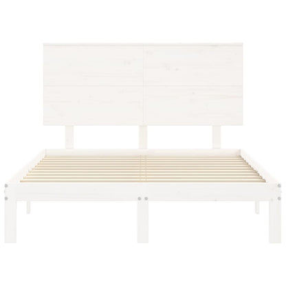 Bedframe Met Hoofdbord Massief Hout 140 x 200 cm Wit