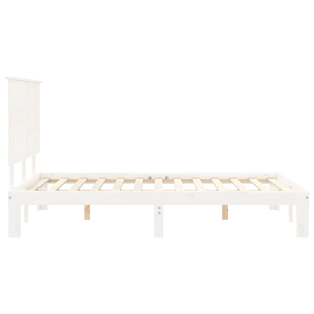 Bedframe Met Hoofdbord Massief Hout 140 x 200 cm Wit