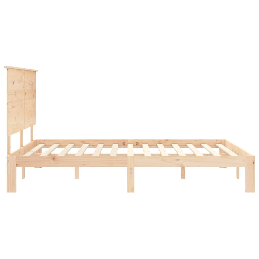Bedframe Met Hoofdbord Massief Hout 5 Ft King Size 150 x 200 cm Naturel