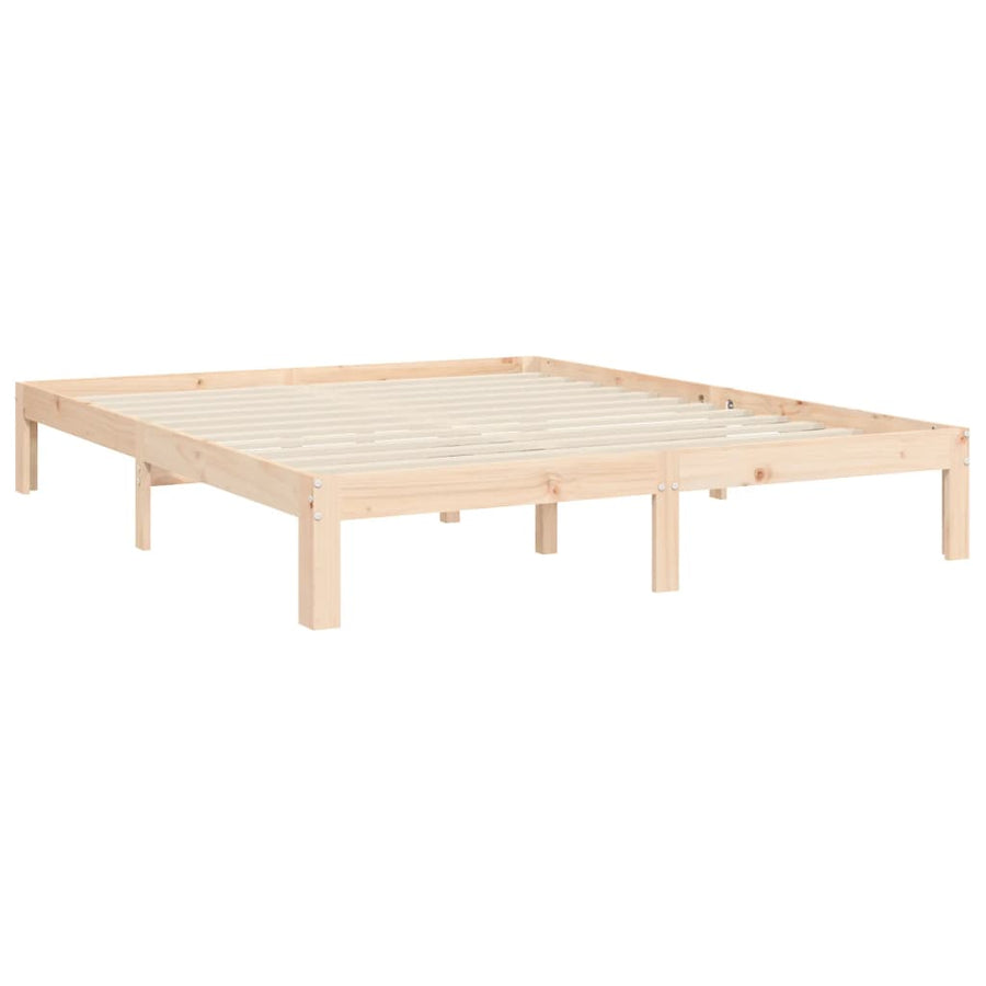 Bedframe Met Hoofdbord Massief Hout 5 Ft King Size 150 x 200 cm Naturel