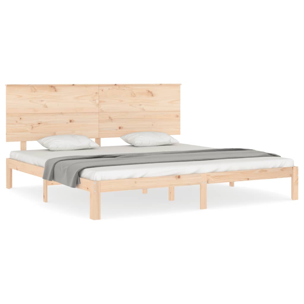 Bedframe Met Hoofdbord Massief Hout 6Ft Super King 180 x 200 cm Naturel