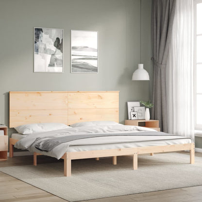 Bedframe Met Hoofdbord Massief Hout 6Ft Super King 180 x 200 cm Naturel