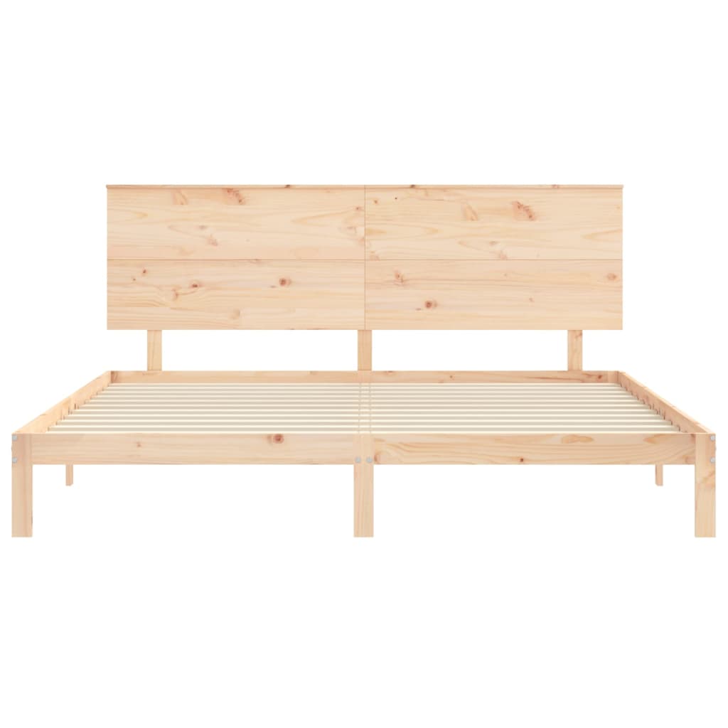 Bedframe Met Hoofdbord Massief Hout 6Ft Super King 180 x 200 cm Naturel