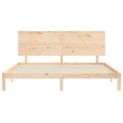 Bedframe Met Hoofdbord Massief Hout 6Ft Super King 180 x 200 cm Naturel