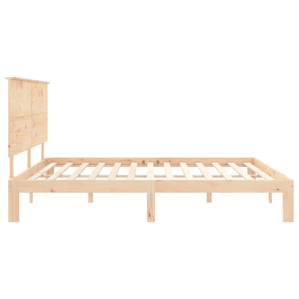 Bedframe Met Hoofdbord Massief Hout 6Ft Super King 180 x 200 cm Naturel