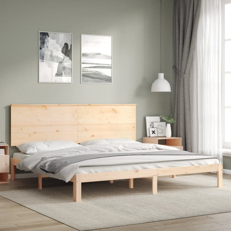 Bedframe Met Hoofdbord Massief Hout 200 x 200 cm Naturel