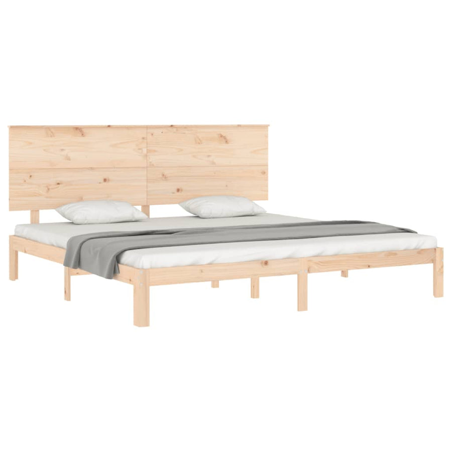 Bedframe Met Hoofdbord Massief Hout 200 x 200 cm Naturel
