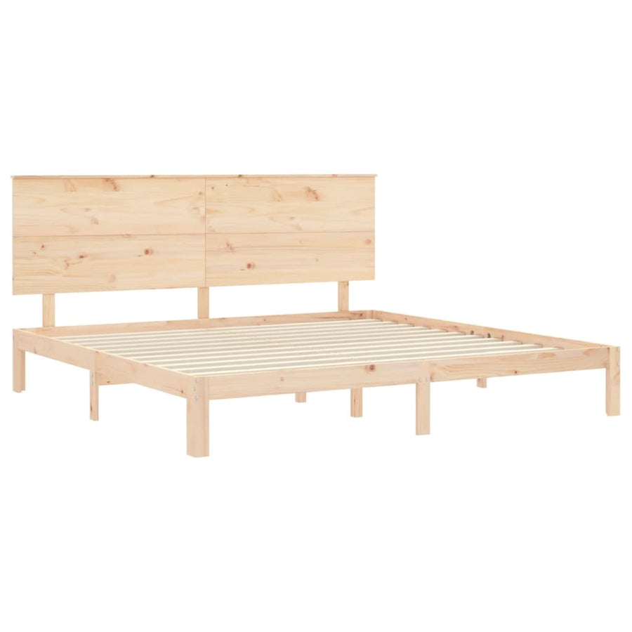 Bedframe Met Hoofdbord Massief Hout 200 x 200 cm Naturel